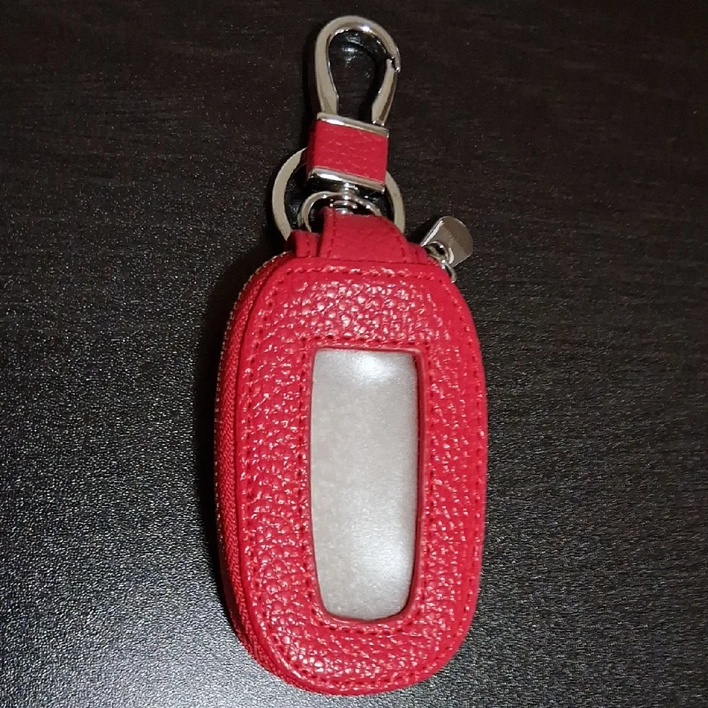 Red Leather Keychain Pouch